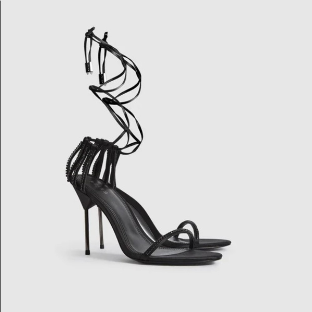 Reiss Black Satin Heels - Picture 5 of 6